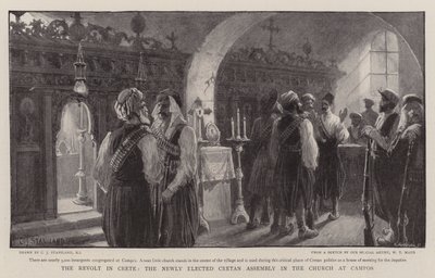 The Revolt in Crete, the Newly Elected Cretan Assembly in the Church at Campos by Charles J. Staniland